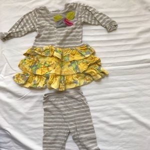 Striped/ Floral Baby Lulu Matching Set- 12 Mo